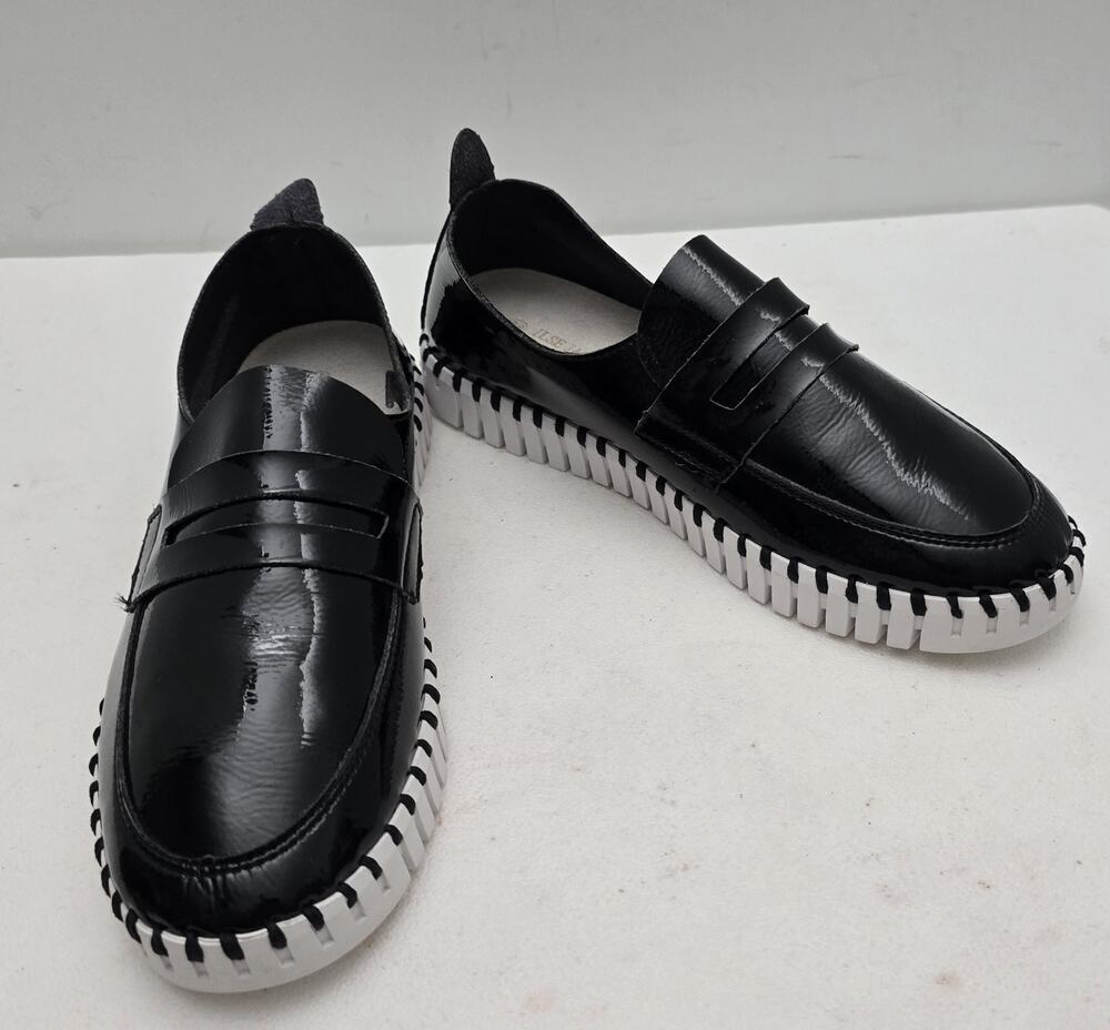 Ilse Jacobsen Tulip Slip on Shoe Flat Shiny Loafer 3865 Black size 38-US 7.5-8